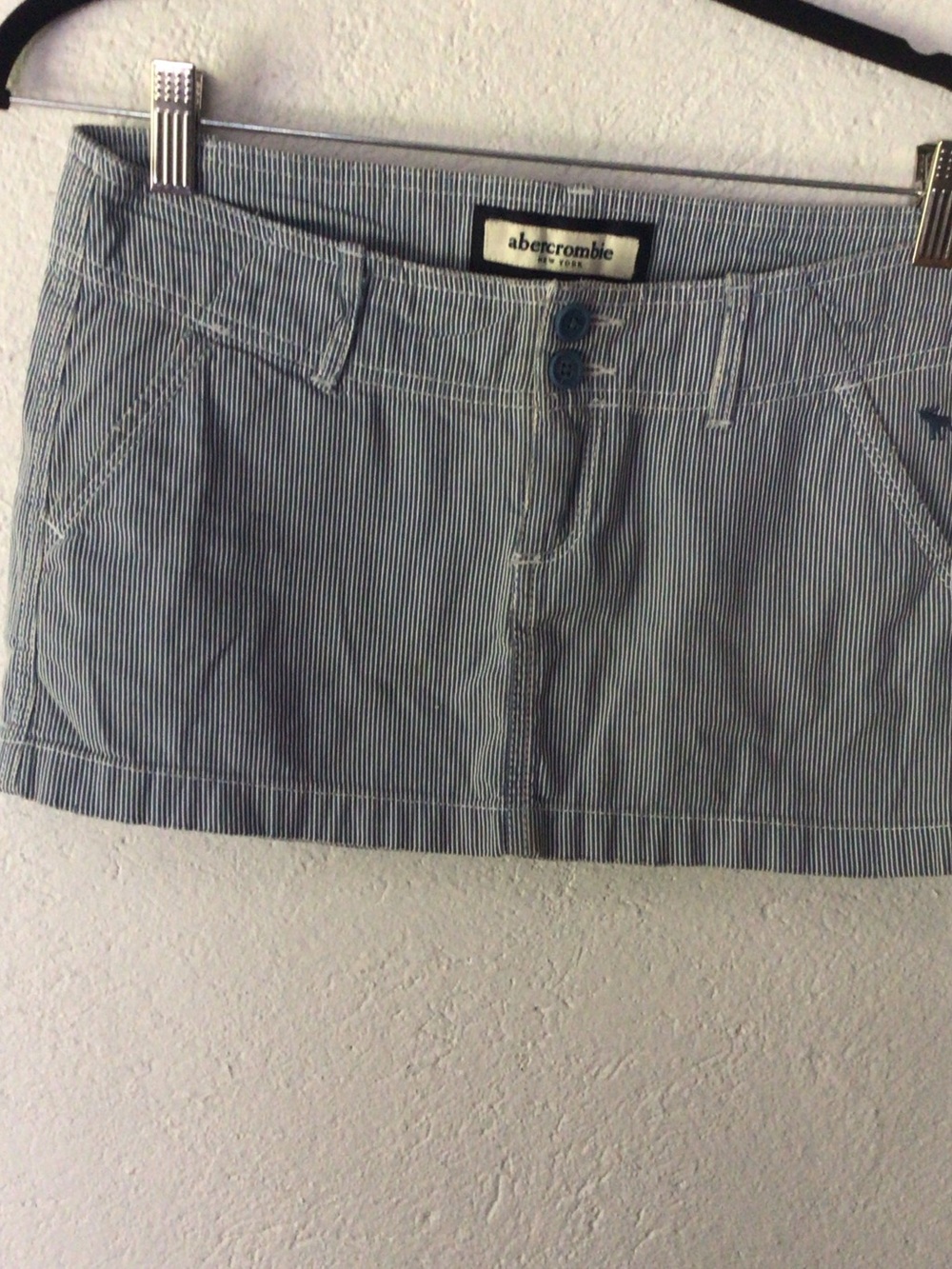 Abercrombie & Fitch Blue and White Pinstriped Mini Skirt